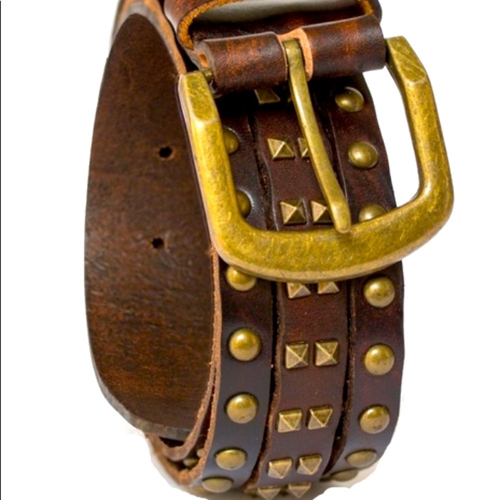 Studded 3 strand distressed leather belt